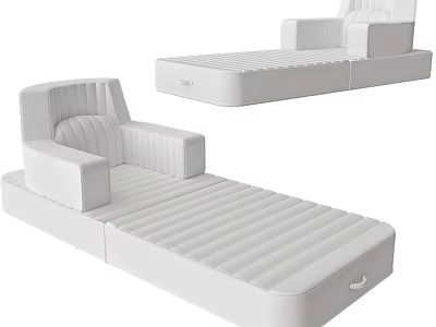 White Inflatable Sofa Bed With Modern Striped Design And Foldable Comfortable Structure 3d model