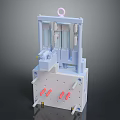 Mechanical Equipment With Blue Frame Pink Hook Support Brackets And Components 3d model
