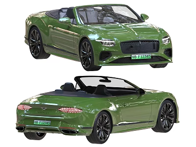 Luxury Green Convertible Car With Sleek Black Wheels And Soft Top Exterior Design 3d model