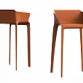 Modern Brown Bar Stools With Backrest And Slim Legs Design 3d model