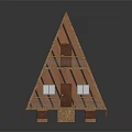 Modern Wooden House with Triangular Roof Wooden Structure Stairs Leading to Entrance on Elevated Platform