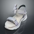 Women's Light Gray Fabric Strap Sandals With Comfortable Thick Sole And Sporty Design
