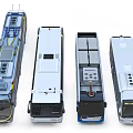 Multiple Modern City Bus Models With White Blue Yellow Accents And Streamlined Exteriors