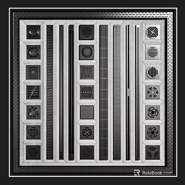Intricate Decorative Metal Panels With Various Geometric Patterns And Slotted Designs 3d model 