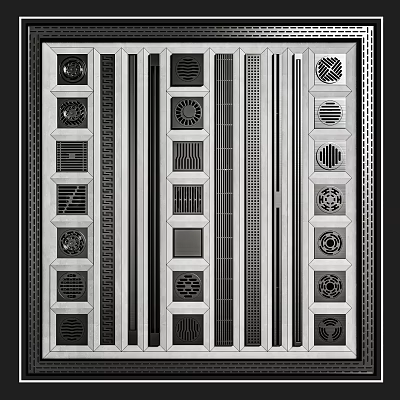 Intricate Decorative Metal Panels With Various Geometric Patterns And Slotted Designs 3d model