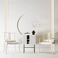 New Chinese Style Casual Table and Chair Combination Single Chair Side Combination 3d model