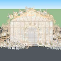 Elegant Golden Wedding Arch With Floral Decorations White Flowers And Staircase