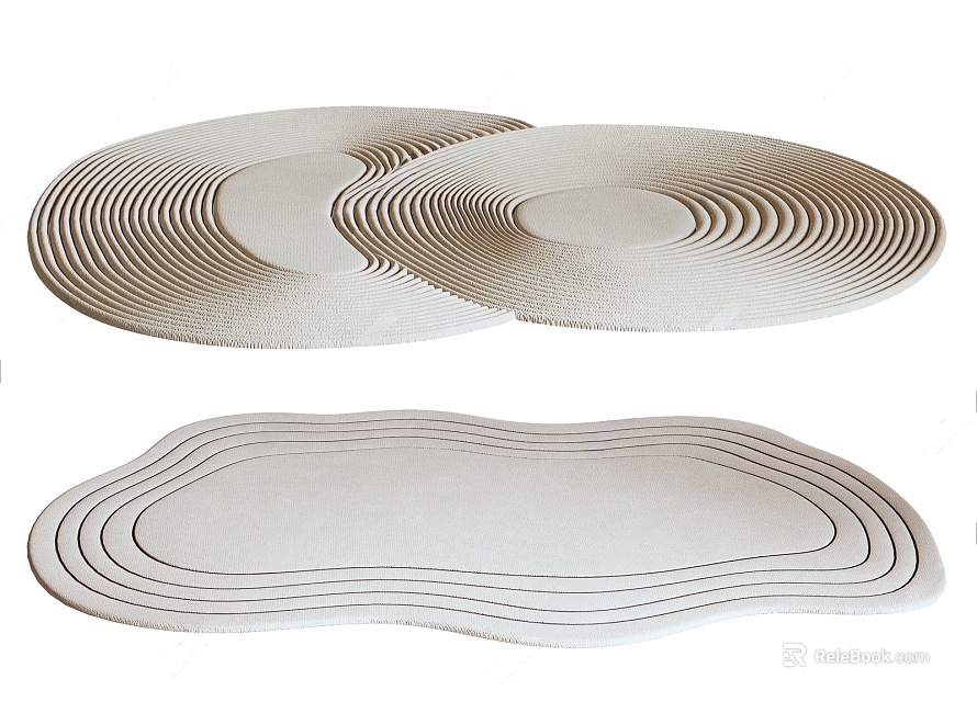 Stylish Area Rugs With Various Shapes And Line Patterns 3d model 