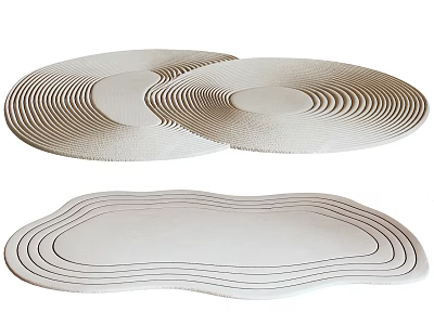 Stylish Area Rugs With Various Shapes And Line Patterns 3d model