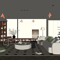 Cream Style Sofa Coffee Table Combination Multi-person Sofa Sofa Curved Sofa Round Mother and Mother Coffee Table Single Sofa Chair Floor Lamp Dining Table and Chair Combination Dining Side 3d model