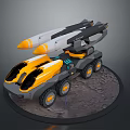 Futuristic Multi Wheeled Tank With Missiles On Lunar Surface Model 3d model