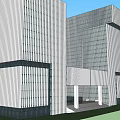Modern Twin Office Building Architecture With Glass Facade And Connecting Structure 3d model