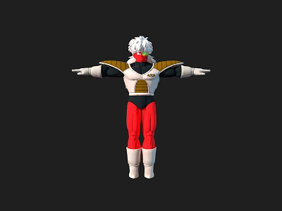 White Haired Humanoid Character With Red Pants Gold Armor And Outstretched Arms 3d model