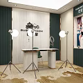 Luxurious Jewelry Store Interior With Glass Display Cases Green Walls Bright Lighting And Patterned Carpet