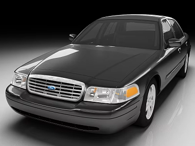 Black Ford Sedan With Classic Design Front View And Shiny Finish 3d model