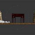 Small Dark Wooden Table on Chessboard With Statues And Broken White Items