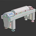 White Industrial Processing Equipment With Horizontal Drum Structure And Stable Support Stand 3d model