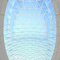 3D Model Of Oval Architectural Component With Transparent Glass Dome Structure 3d model