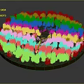 Miniature Circular Platform With Green Yellow Grass Dark Path And Small Figure