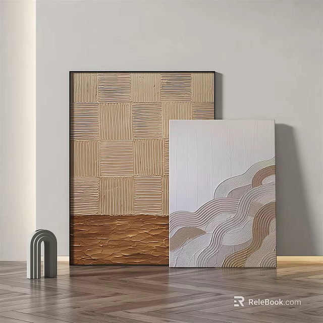 Modern Decorative Wall Art With Wooden Texture Wave Pattern And Metal Accent 3d model 