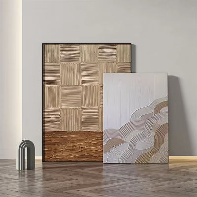 Modern Decorative Wall Art With Wooden Texture Wave Pattern And Metal Accent 3d model