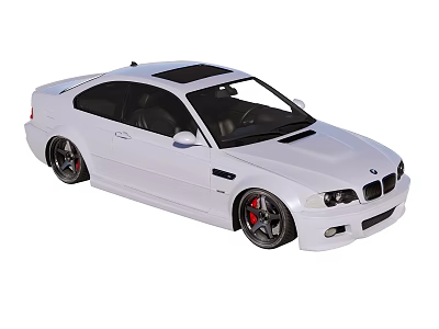White Two Door Sports Car With Black Roof Black Wheels And Red Brake Calipers 3d model