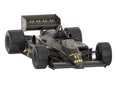 Black And Gold Racing Car With Rear Wing Johnnie Walker Logo And Number 11 3d model