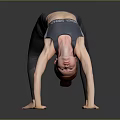 Child bending backward in yoga pose wearing sportswear on dark background 3d model