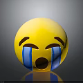 Yellow Crying Emoji Face With Blue Tears And Open Mouth Expression Design