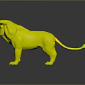 3D Animated Lion Character With Red Mane Blue Eyes And Reflection On Dark Background