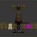 Vintage Brown Biplane With Detailed Pink Design Retro Wings And Classic Propeller Structure