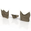 Brown Hanging Fabric Structures With Three Suspended Rope Draped Designs