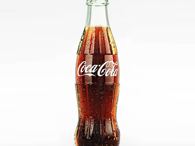 Coca Cola Carbonated Brown Beverage in Classic Glass Bottle with Bubbles 3d model
