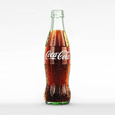 Coca Cola Carbonated Brown Beverage in Classic Glass Bottle with Bubbles 3d model