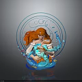 Orange Haired Female In White Outfit Holding Blue Coiled Magical Serpent Creature With Glowing Aura