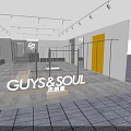 GUYS SOUL Trendy Fashion Clothing Store Modern Interior With Display Racks And Stylish Lighting