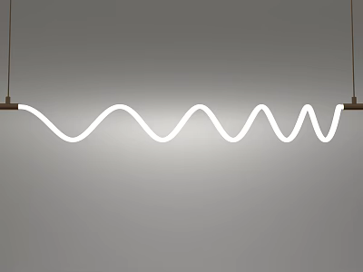 Modern Wavy White Pendant Light Hanging With Glowing Curved Design On Gray Background 3d model