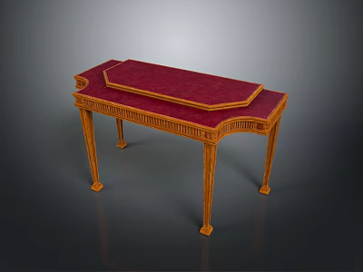 Elegant Dining Table With Red Tabletop And Carved Wooden Frame Details 3d model
