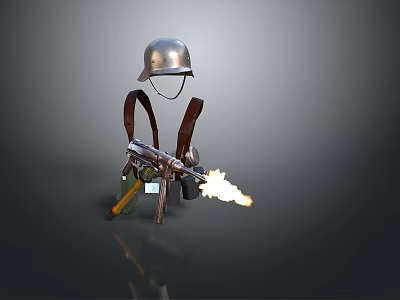 Realistic Style World War II German Soldiers World War II German Soldiers Uniform Rifle Soldiers Full-length Like Green Military Uniform Black Trousers Combat Posture 3d model