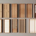 Single-door swing door Japanese-style rattan single-door Japanese-style sliding door lattice swing door 3d model