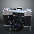 Vintage ZENIT E Electronic Camera With Classic Design Lens And Body 3d model