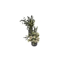 Elegant Transparent Glass Vases With White Flowers And Green Foliage