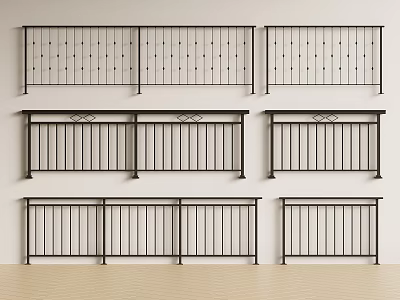 Metal Railings With Different Designs Including Vertical Bars And Decorative Patterns 3d model
