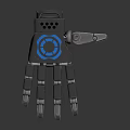 Futuristic Mechanical Fashion Glove With Silver Metal Blue Accent And Sci Fi Design