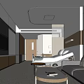 Modern Hospital Room Interior With Medical Bed Comfortable Sofa Coffee Table TV And Plant
