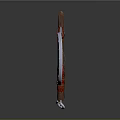 Axe And Shield Weapon With Silver Blade Wooden Handle Red Straps NC Symbol Silver Rim