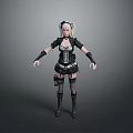 A Woman Wearing Black Maid Outfit With White Hairpiece Black Gloves And Knee High Boots