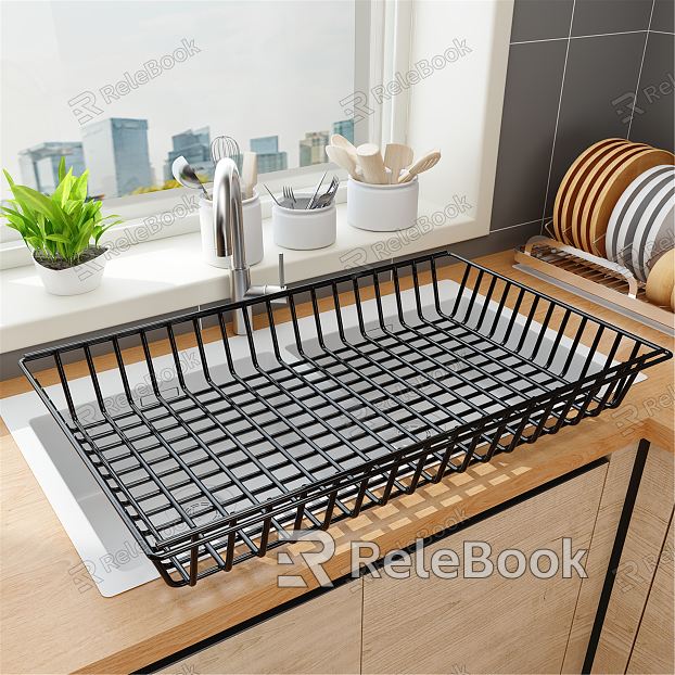 Modern Draining Rack Black Iron Draining Basket model