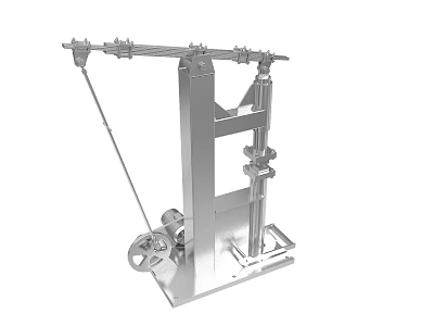 Heavy Duty Metal Mechanical Equipment Featuring Vertical Frame Crossbeam And Wheel Assembly 3d model
