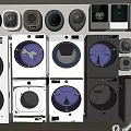Multiple Modern Washing Machines Display with Various Models Styles and Colors 3d model
